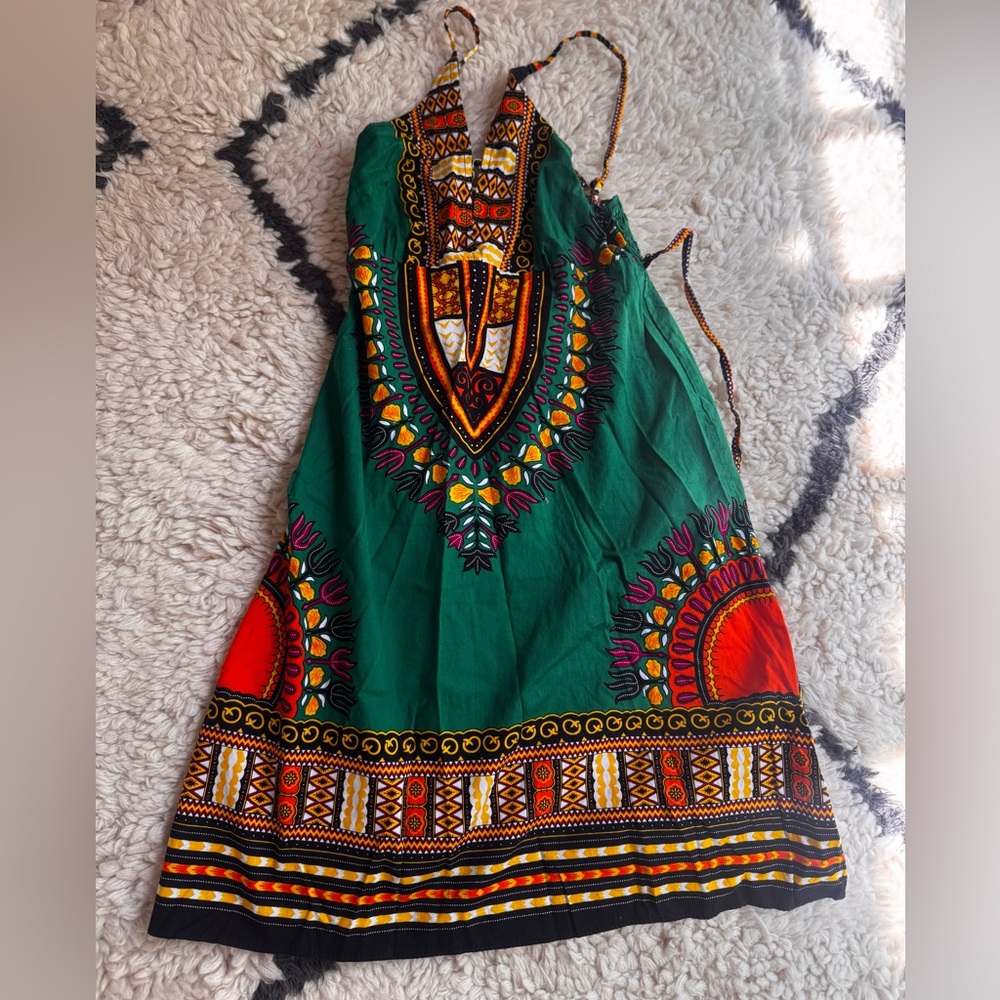 Tribal Cotton Halter Summer vacation  Dress